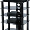Homeology Galago 5-Shelf Premium Gloss Black Glass with Black Legs AV Rack