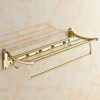 HIGOH Towel Racks, Bathroom Towel Rack Wall Mounted Towel Holder,High-End with 5 Hooks European Folding Bath Towel Shelf,Movable Towel Rackplatin