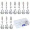 Swpeet 10Pcs Lute Tablecloth Weights with 10Pcs Metal Clip Kit, Crystal Glass Teardrop Prisms Pendant Tablecloth Weights for Picnic Tables Tablec