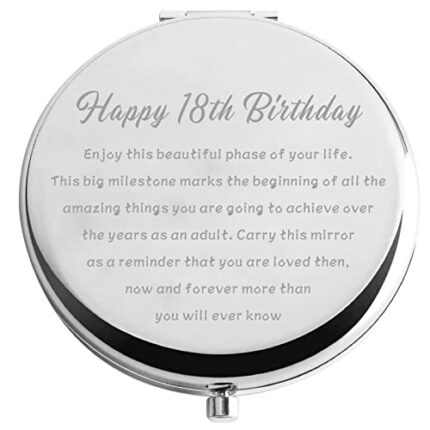 Zuo Bao 18th Birthday Compact Mirror Adult Birthday Gift Happy 18th Birthday Makeup Mirror 18 Year Old Birthday Gifts for Her (Happy 18th Birthda