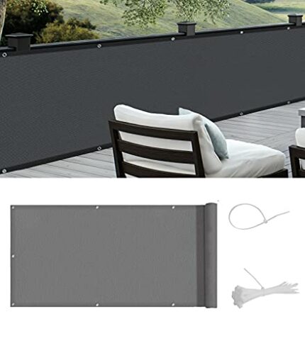 Cool Area balcony privacy screen, PES balcony cover anti-peeping, anti-rain, anti-ultraviolet, 90x600 cm, Charcoal