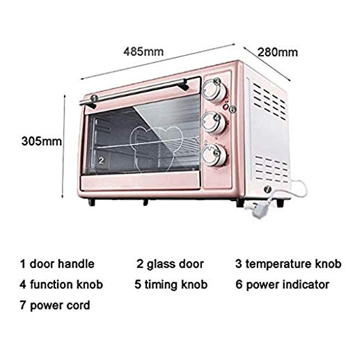 QUIM Toaster Oven, Heat Countertop Toaster Oven, Stainless Steel, Extra Large Capacity, Pink