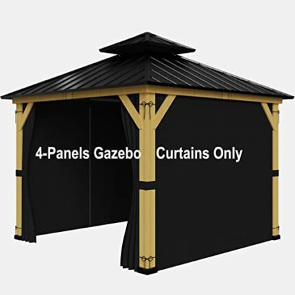 10-ft x 10-ft Gazebo Curtains for Patio Waterproof,Privacy Replacement Sidewall 4-Panel Universal Shade Curtains Set,Protecting Side Walls (Only