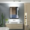 Tokvon® Rivulet BLACK bathroom mirror cabinet Wall Mount Aluminum Double-sided LED mirror door & shaver socket 3 adjustable color temperature & d
