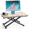 Fenge Standing Desk for Laptop 65×40cm Desktop Sit to Stand Up Desk Conventer Portable Height Adjustable Desk Riser, Oak