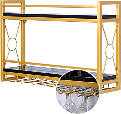 Wine Rack Wall Mounted - Metal Hanging Wine Bottle Rack Wall Mounted Storage Glass Holder, Holds 5 Glasses for Kitchen Dining Room Wine Cellar Ba