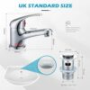 WasserRhythm Bathroom Sink Taps with Pop up Waste Mono Basin Taps Single Lever Chrome Hot and Cold Mixer Tap