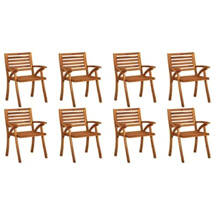vidaXL 6x Solid Acacia Wood Garden Chairs Outdoor Seating Furniture Wooden Patio Side Seat Picnic Backyard Portable Dinner Armchair Brown