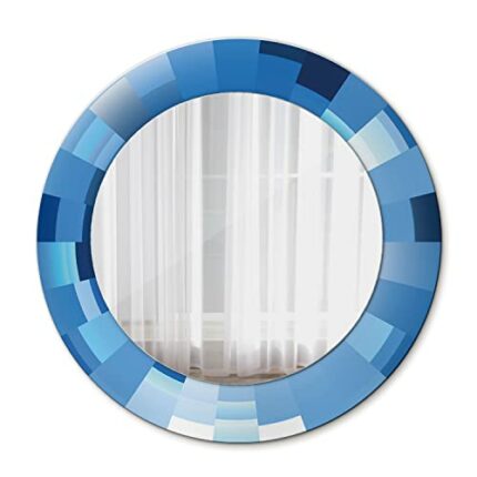 Tulup Wall Mirror Overprint Unique Mirror Circular Mirror with Print Ø19.7 in / 50 cm Glass Home Decoration - blue abstract
