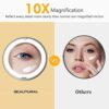 BEAUTURAL Makeup Mirror, 10X Magnifying Lighted Vanity Daylight White LED, Portable Illuminated Bathroom Mirror, 360 Degree Swivel Rotation and L