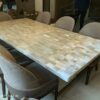 Gifts And Artefacts 42 x 42 Inches Resin Art Dining Table Top for Home Furniture Decor Square Shape Selenite Stone Hallway Table