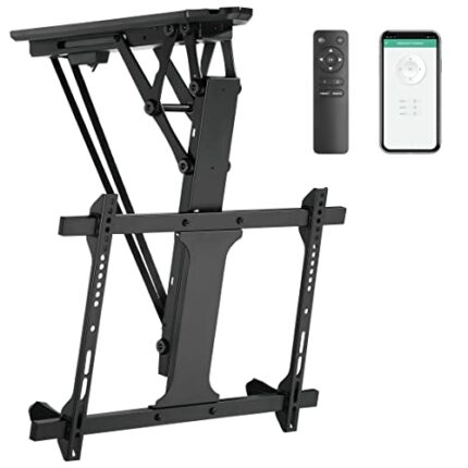 Mount-It! Electric Ceiling TV Mount with Remote and App Controller, Motorized Flip Down Pitched Roof Mount Fits 32 to 70 Inch Flat Screen TVs, Bl