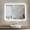 AI-LIGHTING Bathroom Mirror with Lights, Wall Mounted Multifunction Bathroom Vanity Mirror Anti-Fog Energy-Saving LED Smart Mirrors 45x60cm