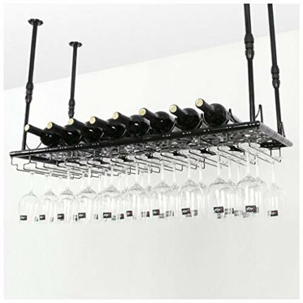 Simple Ceiling Stylish Simplicity Wine Rack Vintage Wrought Iron Creative Decoration Display Storage Glass Holder Adjustable Height Restaurant Ki