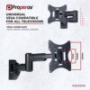 ProperAV Swing Arm TV Wall Bracket 23" 24" 28" 32" 37" 40" 42" 43" Tilt 20° VESA Max 200x200 Dual Pivot Black