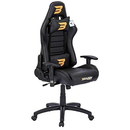 BraZen Sentinel Elite Computer PC Office Racing Esports Gaming Chair Ergonomic Reclining Pu Leather Seat with Adjustable Arms - Black - Largest B