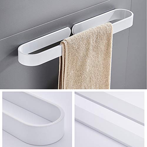 N/A Towel Bar Self Adhesive Bathroom Space Aluminum Bath Wall Shelf Rack Hanging Towel,Contemporary Style,White (Size : 50cm)