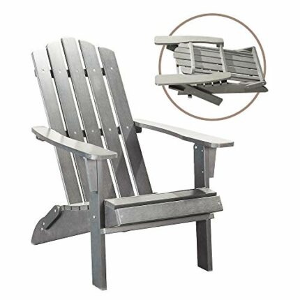 POLYTEAK Folding Adirondack Chair, Premium Poly Lumber, All Weather Resistant, Outdoor Patio Furniture, Plastic Adirondack Chairs for Patio Garde