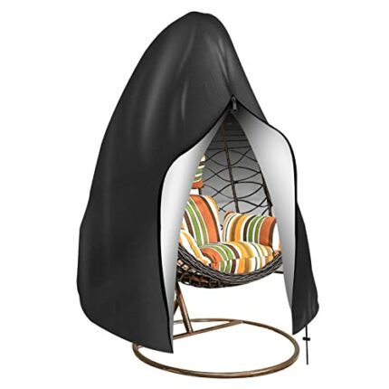 Teynewer Patio Hanging Egg Chair Cover, Outdoor Single Seat Swing Egg Chair Cover Waterproof with Zipper, Outdoor Swing Egg Chair Cover 190 x 115