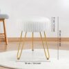 SCRIPTRACT Velvet Footrest Multifunctional Vanity Stool Ottoman Round Modern Upholstered Foot Stool - Golden Metal Leg - Dressing Table Stool, Sh