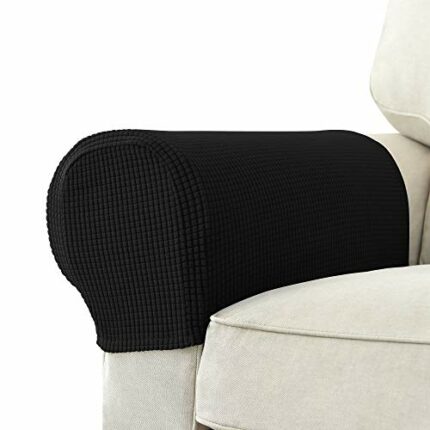 GEOCANG Armchair cover, Set of 2 non-slip armchair, sofa armrest protector, for furniture protector (Black)