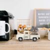 Huray Rayho Coffee Decor for Coffee Bar Metal Truck with Coffee Beans Burlap Sack Vintage Pickup Farmhouse Coffee Station Tabletop Tiered Tray De
