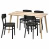Ikea IDOLF/LISABO table and 4 chairs, 140x78 cm, ash veneer/black