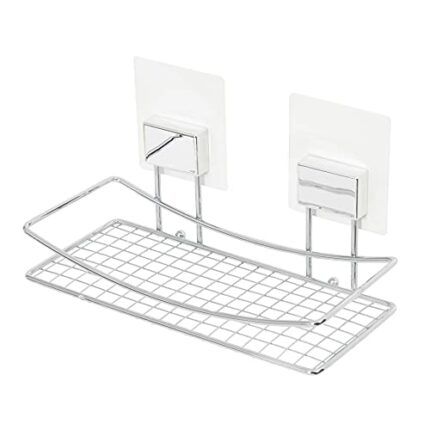 Compactor Bestlock Magic Wall Mountable Bathroom Storage Shelf, Self-Adhesive Mounting, Supports up to 4 kg, 8.4 x 10.9 x 19.8 cm, Chrome, RAN685