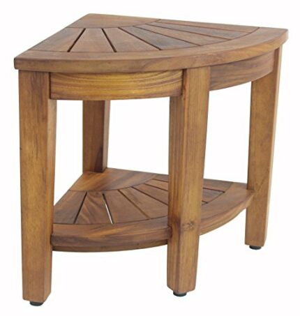 AquaTeak The Original Kai 15.5" Corner Teak Shower Bench with Shelf