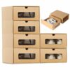 Yililay 6Pcs Shoe Storage Box, 13.78x9.06x5.31 Inch Cardboard Drawer Shoe Boxes with Window Stackable Shoe Boxes Organiser for File Dress or Toys