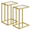 HOOBRO Side Table C Shaped, Set of 2, Gold Side Table, Tempered Glass Sofa Side Table, Under Sofa Table, Small Coffee Table with Metal Frame, Sma