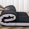ZIKEBTUY Floor Mattress Japanese Futon King Mattress Topper - 10cm Thick Foldable Tatami Mat Sleeping Bed Pad for Guests, Dormitories, Camping, S