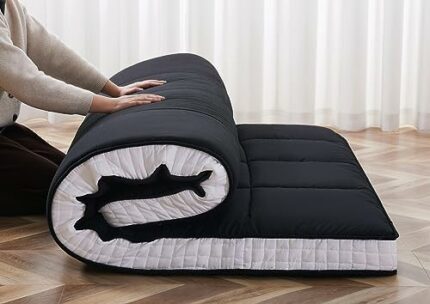 ZIKEBTUY Floor Mattress Japanese Futon King Mattress Topper - 10cm Thick Foldable Tatami Mat Sleeping Bed Pad for Guests, Dormitories, Camping, S