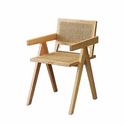 JJZXD Rattan Weaving Dining Chair Backrest Stool Living Room Chair Home Furniture Soft Surface Seat Package (Color : Argento, Size : Light Grey)