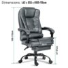 Centro Executive Office Chair With Footrest & Lumbar Support Ergonomic Recliner Computer Desk Chair Adjustable Back Rest Heavy Duty 360° Swive