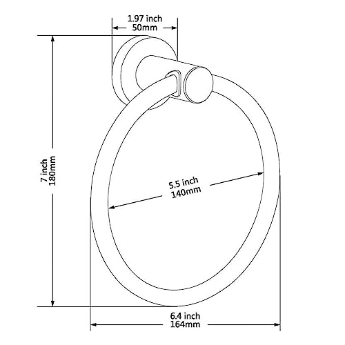 Single Post Bathroom Towel Ring, Wall Mounted Bath Towel Rack, Decorative Towel Hanger Stainless Steel (Silver)