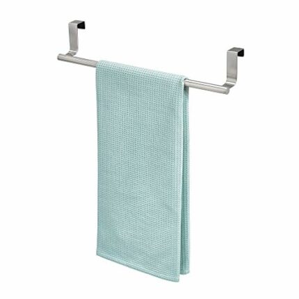 iDesign 29550ES Forma Over Door Towel Rail, Towel Holder for Kitchens and Bathrooms, Stainless Steel, Silver, 14" Towel Bar