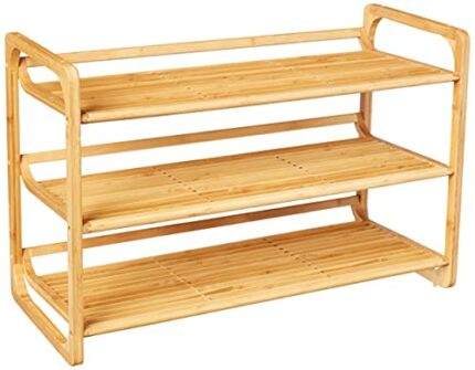 Honey-Can-Do SHO-01599 Bamboo 3-Tier Shoe Shelf, Multi-Colour