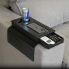 Meistar Sofa Tray w/Anti-Slip Base and Couch Cup Holder. Remote Control, Coffee Table and Cellphone Organizer. Portable Side Arm Rest Table w/Dra