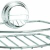 Croydex Rust Free Stick 'N' Lock Plus Soap Basket, Stainless_Steel, Silver
