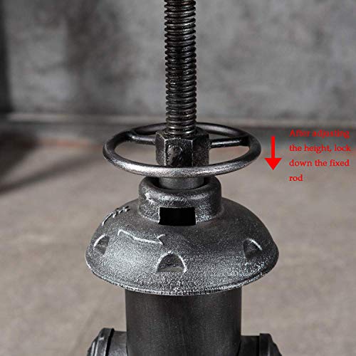 Topower American Antique Industrial Round Bottom Adjustable Height Cafe Coffee Retro Vintage Stylish Water Pipe Design Pub Kitchen Bar Stool (Sil