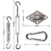 Yeahmart Heavy Duty Sun Shade Sail Fixing Kit for Garden Triangle and Square, Rectangle, 304 Stainless Steel Sun Shade Sail Fixing Hardware Acces