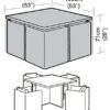 (W1638-Garland) Protection Cover For 4 Seater Large Cube Set. 135cmW x 135cmL x 71cmH