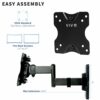 VIVO Full Motion Wall Mount for up to 27 inch LCD LED TV and Computer Monitor Screens, Tilt and Swivel Bracket with Max 100x100mm VESA, Black, MO