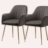 Modern Kitchen Dining Room Chairs Set Of 2 Velvet Dining Chairs,Sturdy Metal Feet with Armrests and Backrest Kitchen Living Room Chairs (Color :