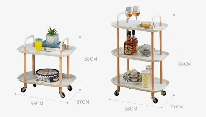 QUANJJ Home Three-layer Removable Dining Trolley Home Kitchen Storage Shelf Multi-function Utility Metal Cart (Color : D, Size : 1pcs)