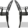Centurion Supports Prego 2-Large Garden & Patio Bistro Chairs with Armrests in Cast Aluminium Black