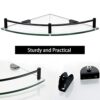 Halyuhn Glass Corner Shower Shelf for Bathroom Wall Mounted, Glass Bathroom Shelf Shower with 6MM Thick Clear Tempered Glass, Glass Shelves for S