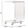 ONELUX Mobile C Shaped End Table,Acrylic Sofa Side Table, Snack Table On Wheels,Clear Rolling Table