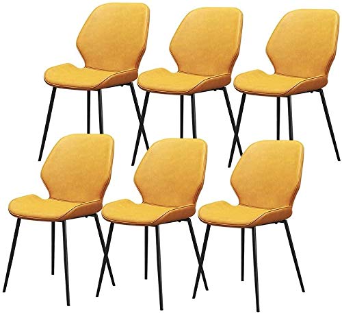 Modern Kitchen Dining Room Chairs Dining Chairs Set Of 6 PU Leather Cushion Seat Kitchen Chair With Metal Legs Non-Slip Mat Bar Chairs For Kitche